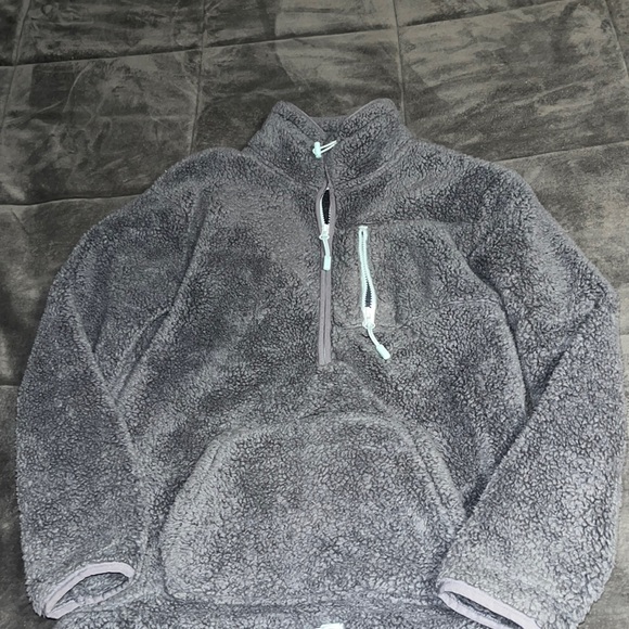 Victoria secret pink gray Sherpa sweatshirt - Picture 1 of 3